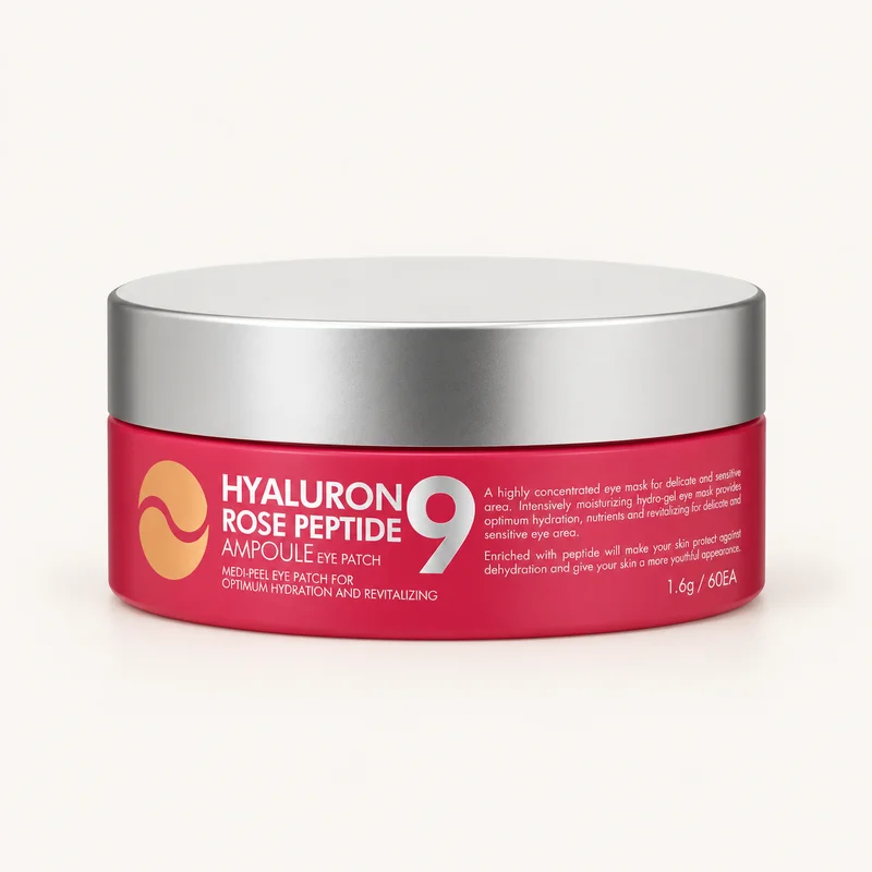 MEDIPEEL Hyaluron Rose Peptide 9 Ampoule Eye Patch — баночка гідрогелевих патчів, 60 шт.
